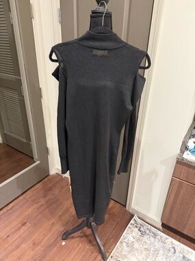 Nicki Minaj Black Cold-Shoulder Midi Dress NWT